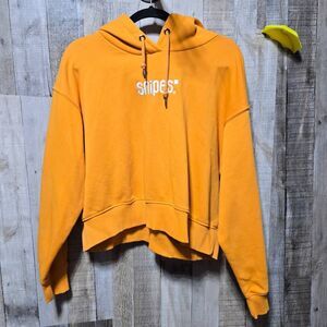 Snipes Streetwear Orange Embroidered Cropped Hoodie